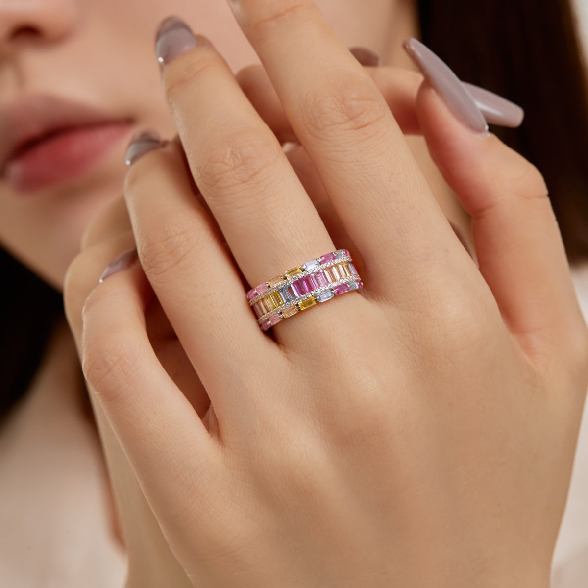 [Sparkling Aurora]Dazzling Colorful Radiant Cut Party Ring