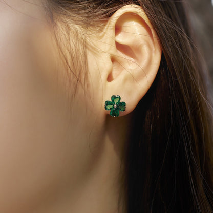 [Sparkling Aurora]Four-Leaf Clover Ball Earrings