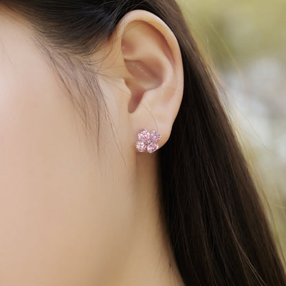 [Sparkling Aurora]Four-Leaf Clover Ball Earrings