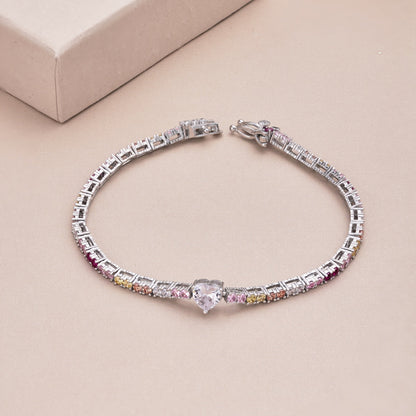 [Sparkling Aurora]Delicate Romantic Heart Shape Lover Bracelet