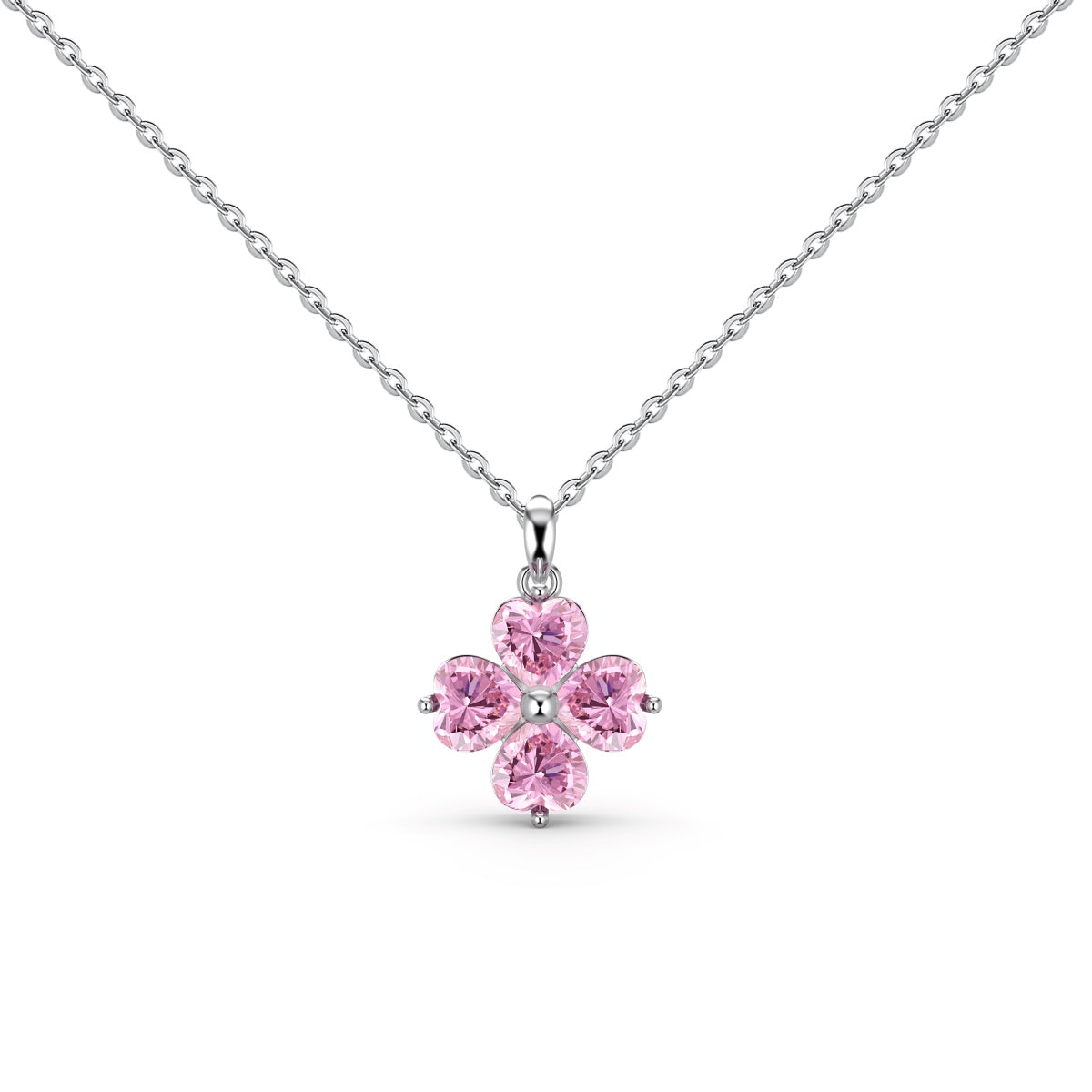 [Sparkling Aurora]Heart-Shaped Four-Leaf Clover Bead Necklace