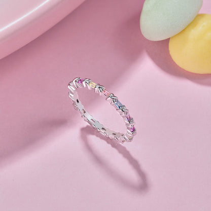 [Sparkling Aurora]Charming Colorful Round Cut Daily Ring