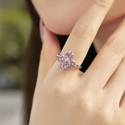 [Sparkling Aurora]Four-Leaf Clover Eight-Pointed Star Ring