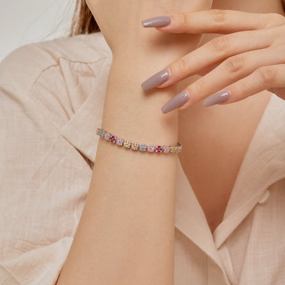 [Sparkling Aurora]Delicate Colorful Emerald Cut Daily Bracelet