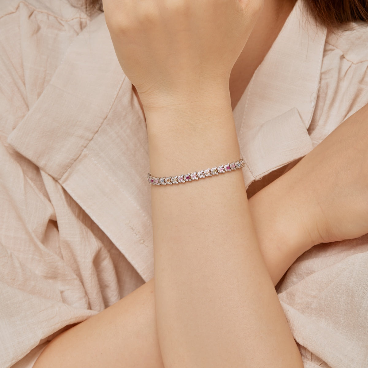 [Sparkling Aurora]Delicate Colorful Multi Cut Daily Bracelet