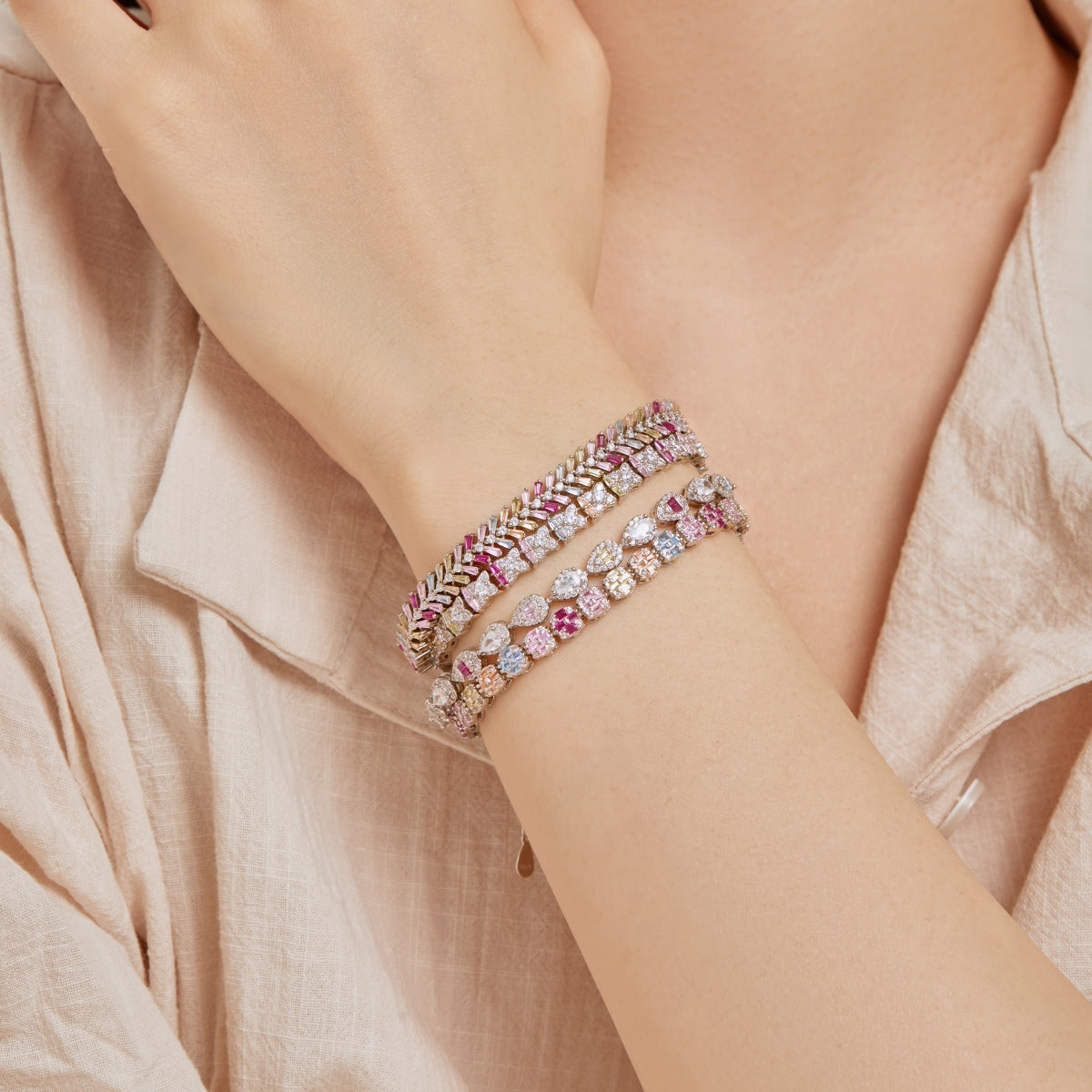 [Sparkling Aurora]0.25 Carat Radiant Water Drop Shape Daily Bracelet