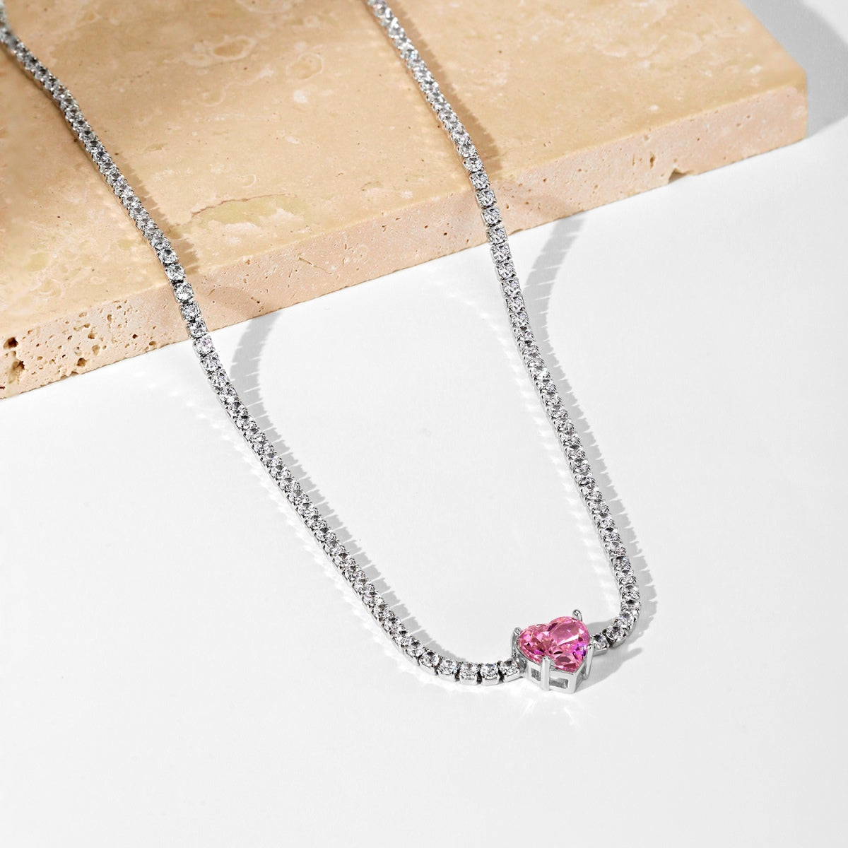 [Sparkling Aurora]2.0 Carat Sparkling Tennis Heart Cut Necklace