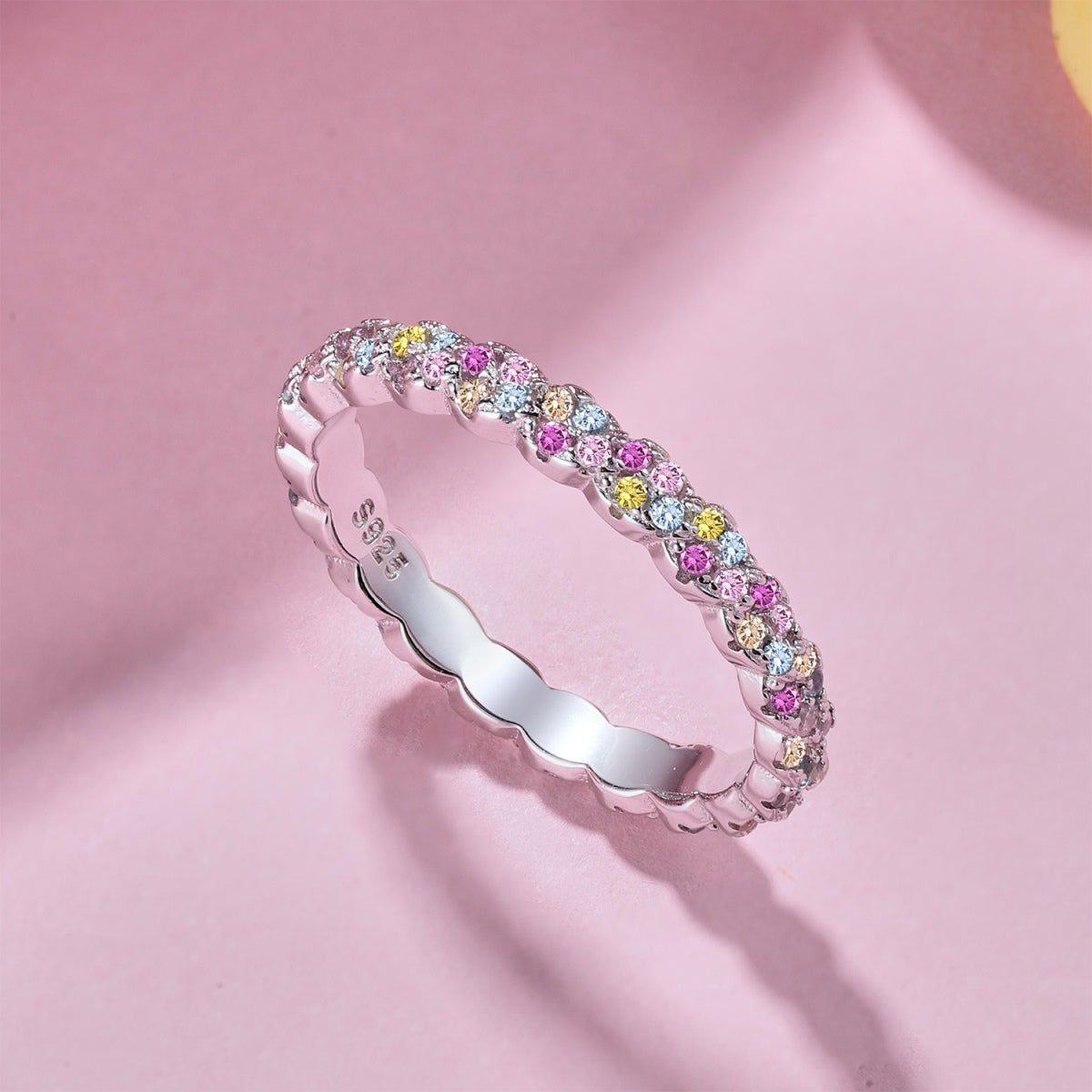 [Sparkling Aurora]Dainty Ebullient Round Cut Daily Ring