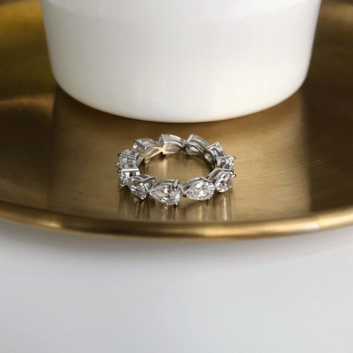 [Sparkling Aurora]Exquisite Pear Cut Tennis Ring