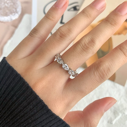 [Sparkling Aurora]Exquisite Pear Cut Tennis Ring