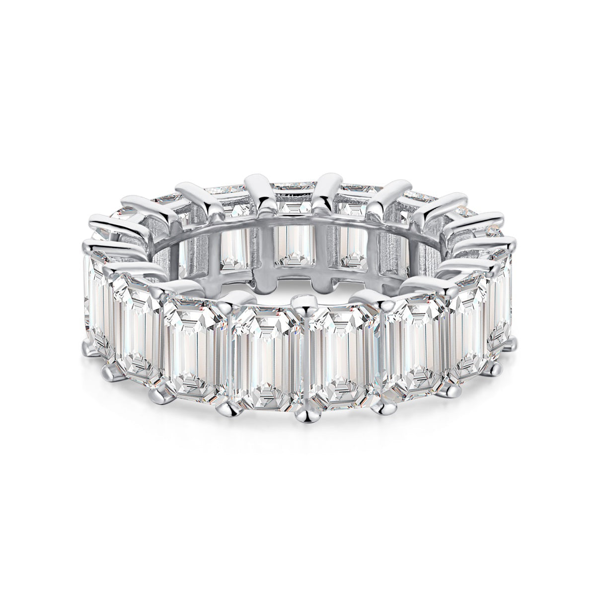 [Sparkling Aurora]0.75 Carat Elegant Emerald Cut Tennis Ring