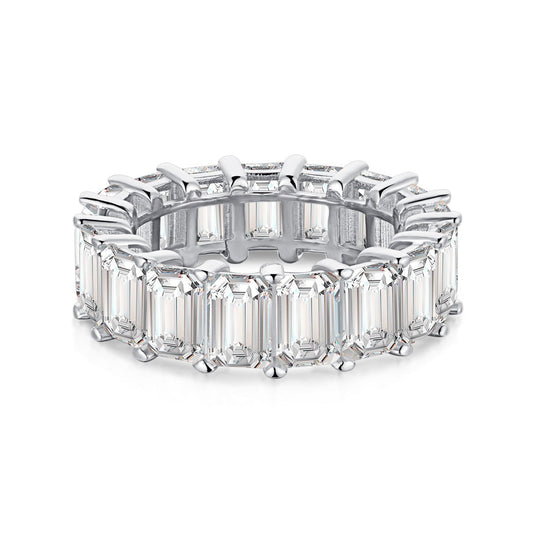 [Sparkling Aurora]0.75 Carat Elegant Emerald Cut Tennis Ring